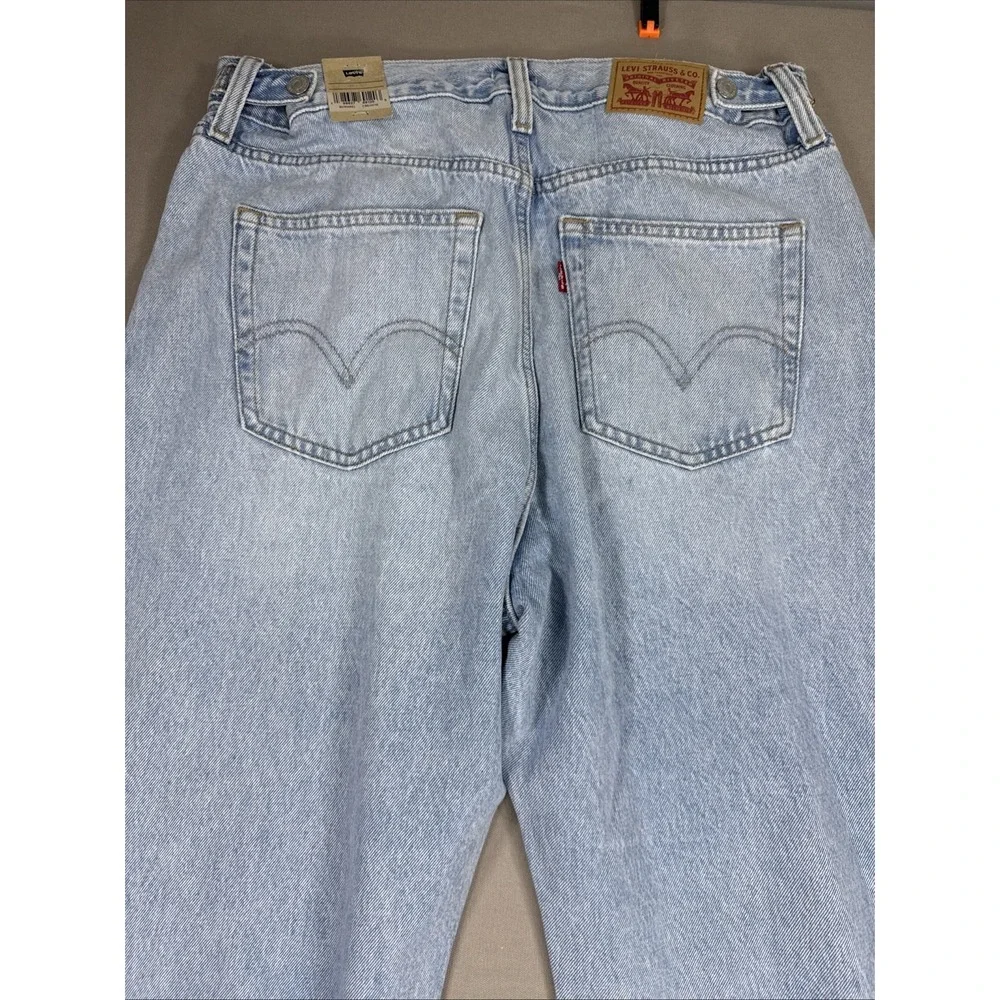 Levi's Cinch Barrel Jeans Womens 32x31 Blue Solid High Rise Loose Fit NWT